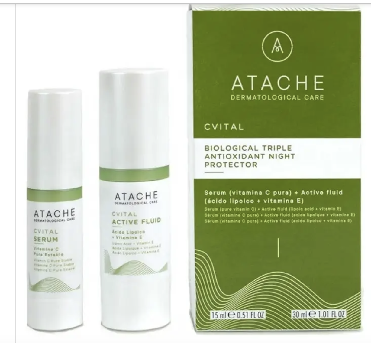 Нічний антиоксидантний догляд / Atache C Vital Biological Triple-Antioxidant Night Protector, 30 мл + 15 мл